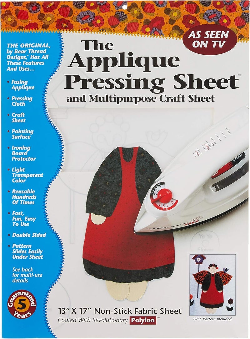 Bear Thread Applique Pressing Sheet 13in x 17in, White - Image 1